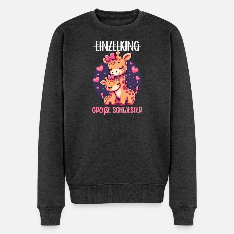 Große Schwester Giraffen Geschwisterkind - Männer Premium Bio Pullover - Anthrazit meliert