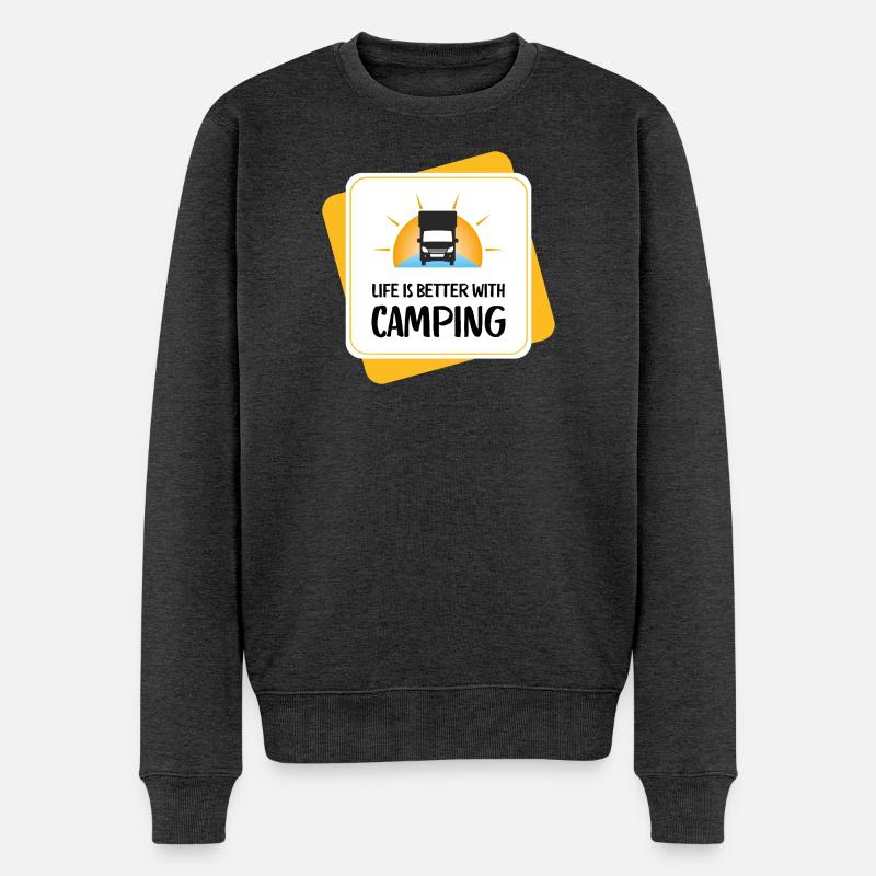 Life Is Better with Camping – Design - Männer Premium Bio Pullover - Anthrazit meliert