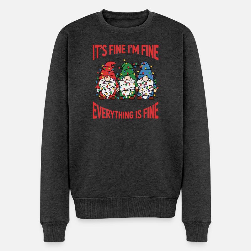 Weihnachtsgnome im Lichterwirrwarr Gnomen - Männer Premium Bio Pullover - Anthrazit meliert
