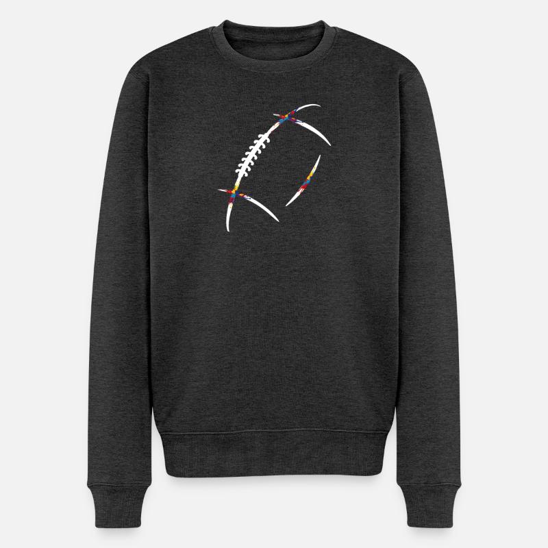 Rugbyball Farbenexplosion - Männer Premium Bio Pullover - Anthrazit meliert