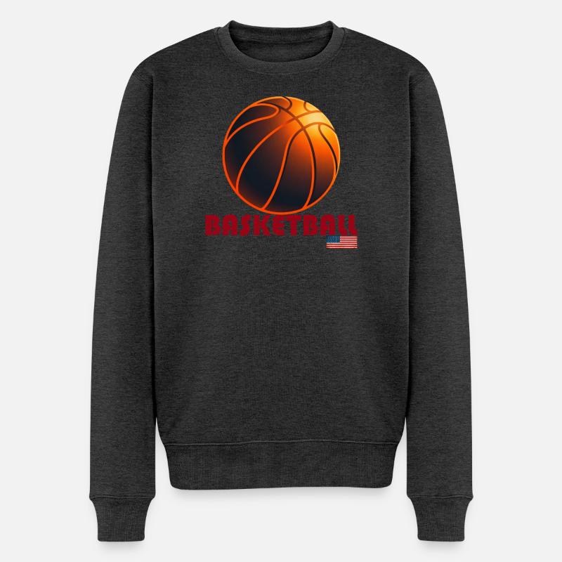 Orange Basketball Amerika - Männer Premium Bio Pullover - Anthrazit meliert