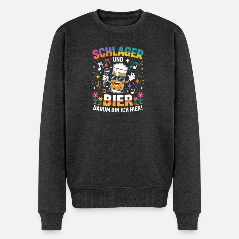 Graphique amusant de la bière Schlager - Pull Premium bio Homme - anthracite chiné