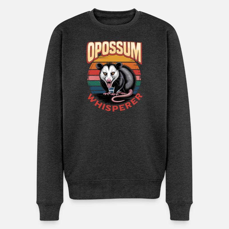 Funny Opossum - Männer Premium Bio Pullover - Anthrazit meliert
