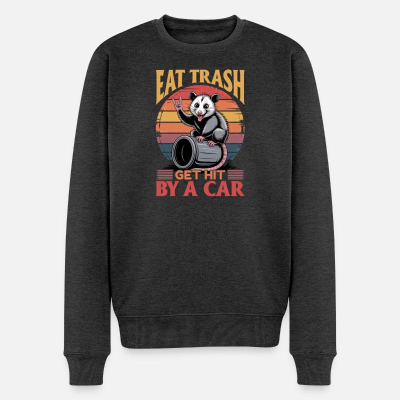 Funny Opossum - Männer Premium Bio Pullover - Anthrazit meliert