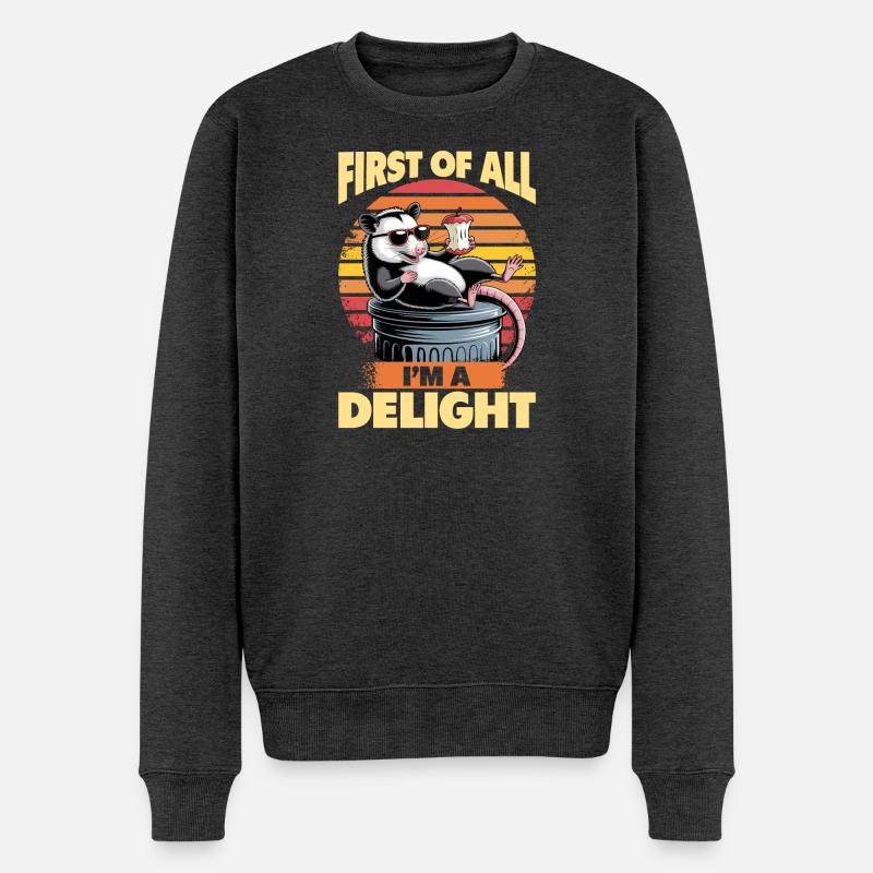 Funny Opossum - Männer Premium Bio Pullover - Anthrazit meliert