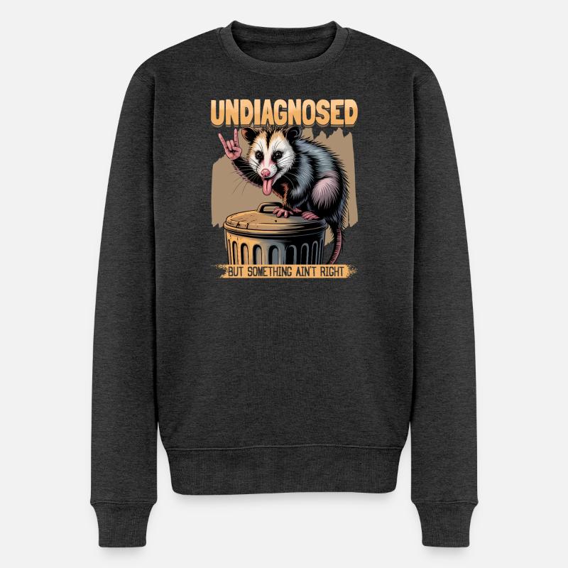 Funny Opossum - Männer Premium Bio Pullover - Anthrazit meliert