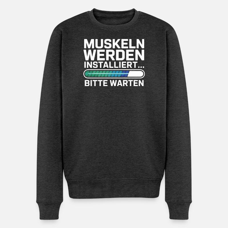  Muskeln Werden Installiert Bitte Warten Lustiger - Männer Premium Bio Pullover - Anthrazit meliert