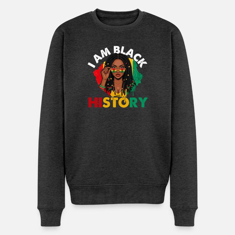 I Am Black Geschichte – Stolz und Macht - Männer Premium Bio Pullover - Anthrazit meliert