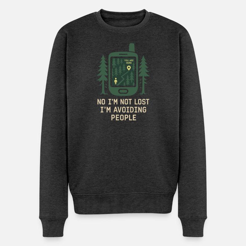 Frauen-solo-wanderer-empowerment-trail - Männer Premium Bio Pullover - Anthrazit meliert