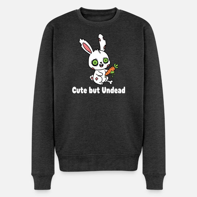 Süßer Zombie-Hase mit Karotte - Männer Premium Bio Pullover - Anthrazit meliert