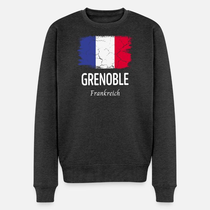 Grenoble - Männer Premium Bio Pullover - Anthrazit meliert