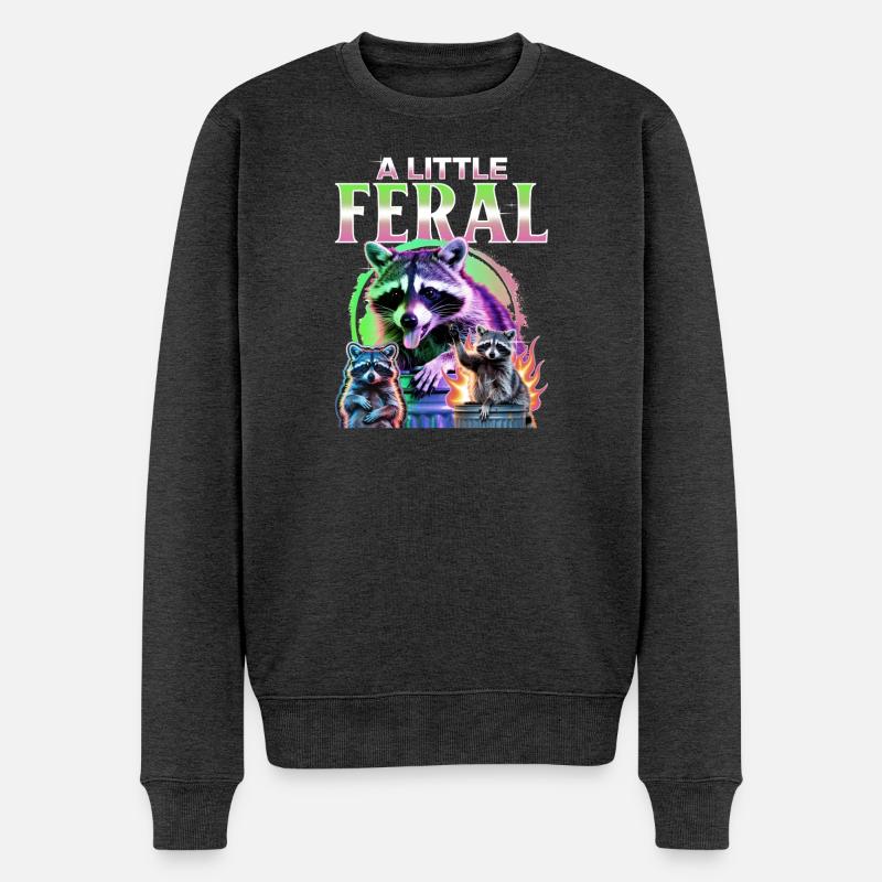 Funny Raccoon - Männer Premium Bio Pullover - Anthrazit meliert