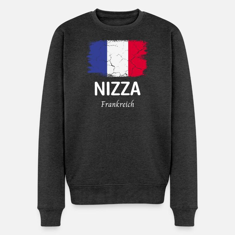 Nizza - Männer Premium Bio Pullover - Anthrazit meliert