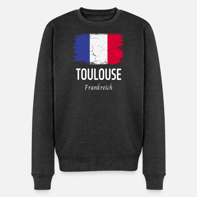 Toulouse - Männer Premium Bio Pullover - Anthrazit meliert