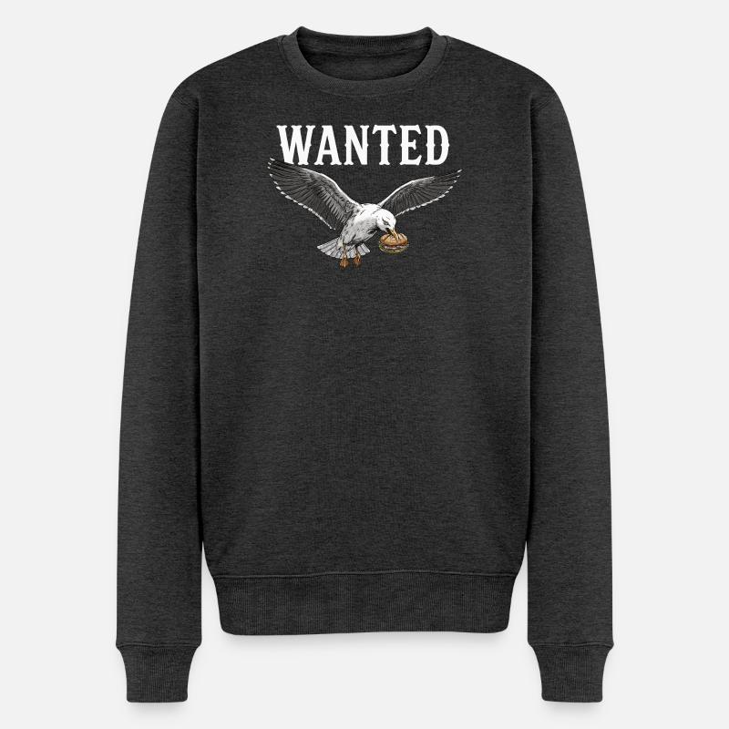 Gesucht Fischbrötchen Möwe - Männer Premium Bio Pullover - Anthrazit meliert