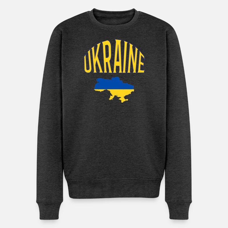 Ukraine - Männer Premium Bio Pullover - Anthrazit meliert