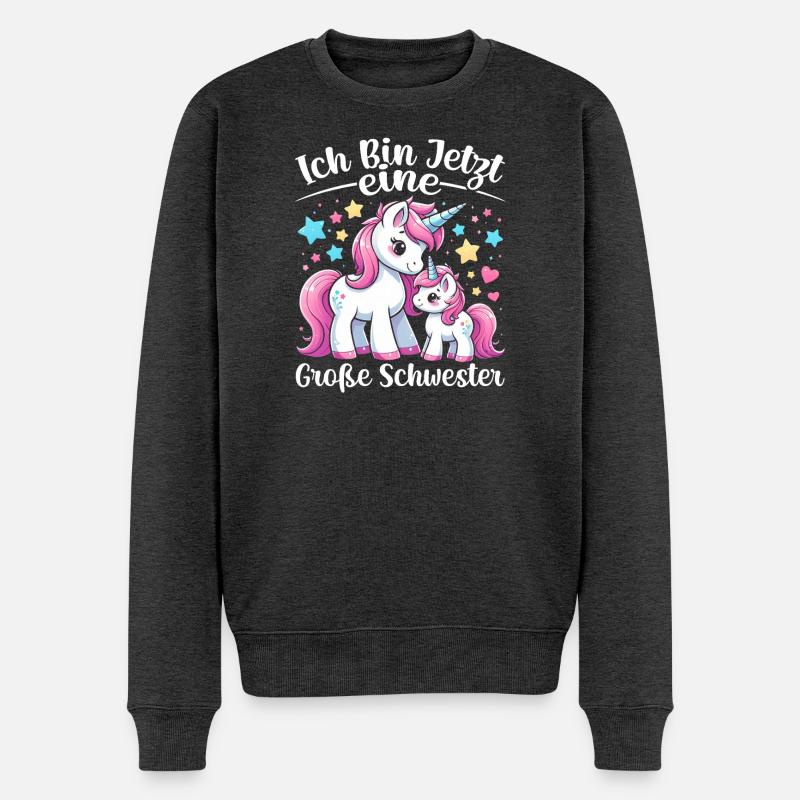 Große Schwester Einhornliebhaber Ältere Baby - Männer Premium Bio Pullover - Anthrazit meliert