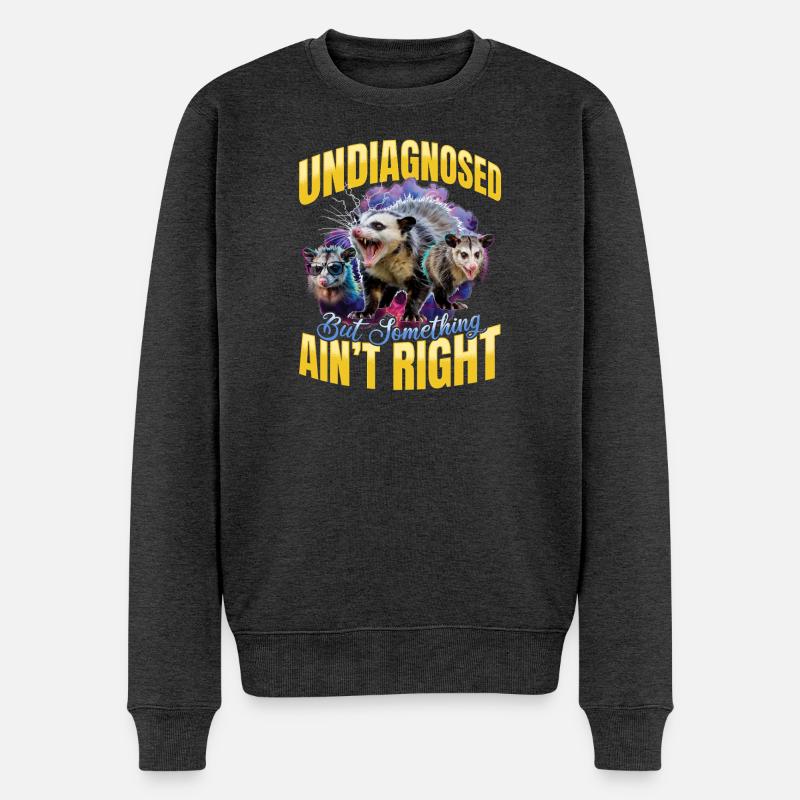 Funny Opossum - Männer Premium Bio Pullover - Anthrazit meliert