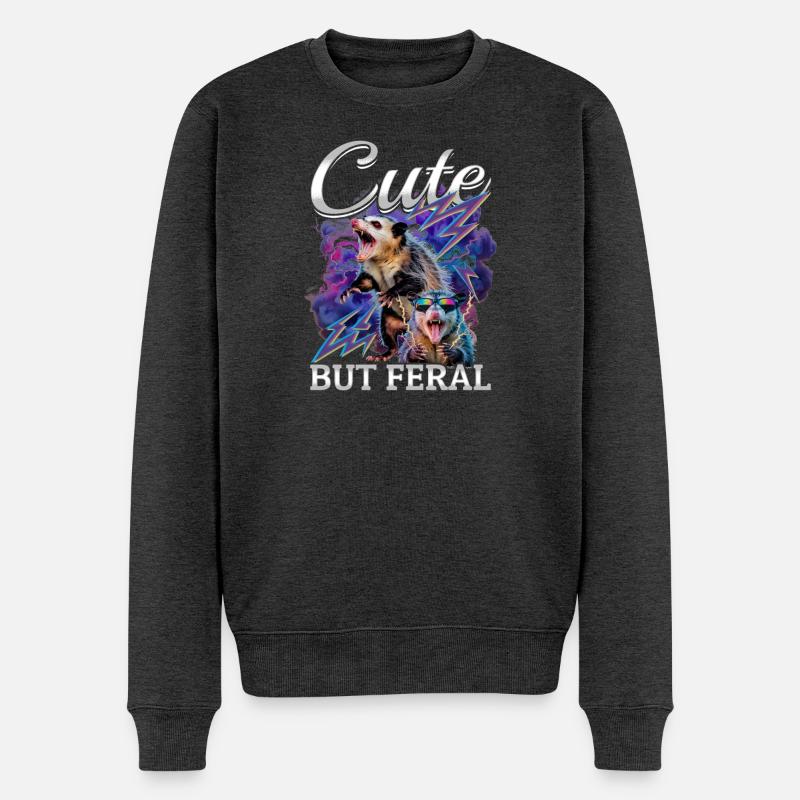 Funny Opossum - Männer Premium Bio Pullover - Anthrazit meliert