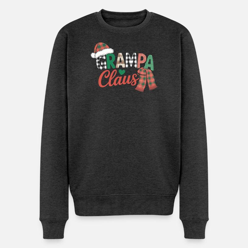 Opa Claus Weihnachten - Männer Premium Bio Pullover - Anthrazit meliert