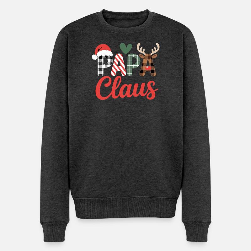 Papa Claus Weihnachten - Männer Premium Bio Pullover - Anthrazit meliert