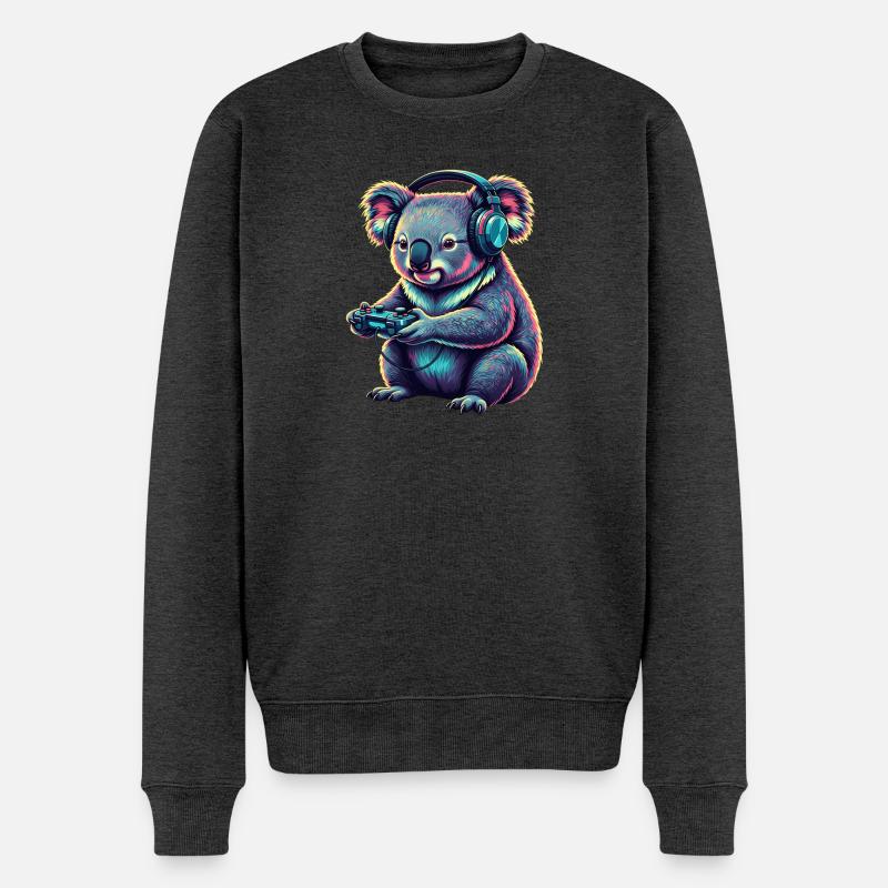 Koala Gaming Tier Videospiele Lustiger Koala - Männer Premium Bio Pullover - Anthrazit meliert