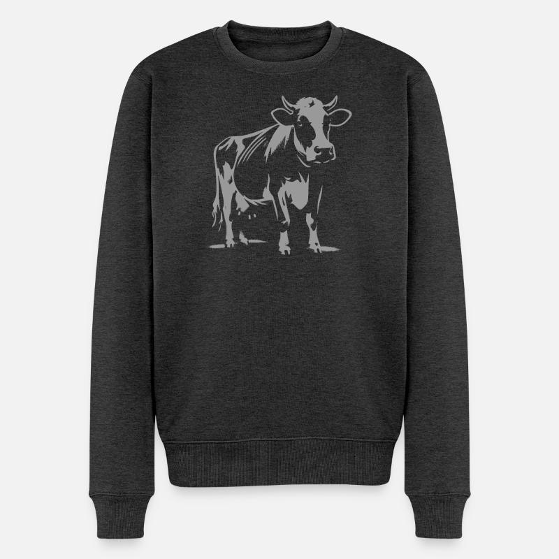 Kuh Motiv – Ländlicher Charme - Männer Premium Bio Pullover - Anthrazit meliert