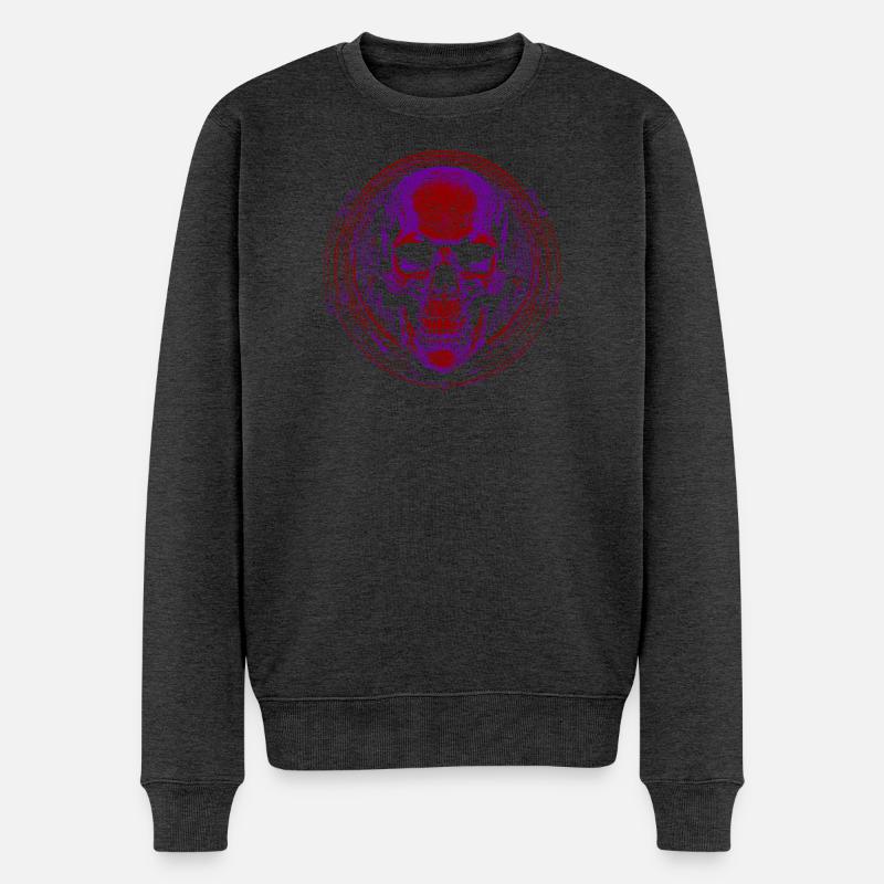Purpurroter Schädel Mandala - Männer Premium Bio Pullover - Anthrazit meliert