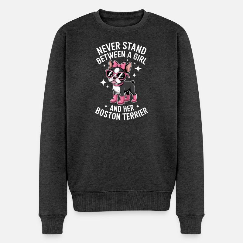 Boston Terrier Sprüche Lustiger Terrier Geschenk - Männer Premium Bio Pullover - Anthrazit meliert