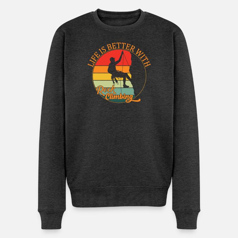 La vie est meilleure avec l’escalade - Pull Premium bio Homme - anthracite chiné