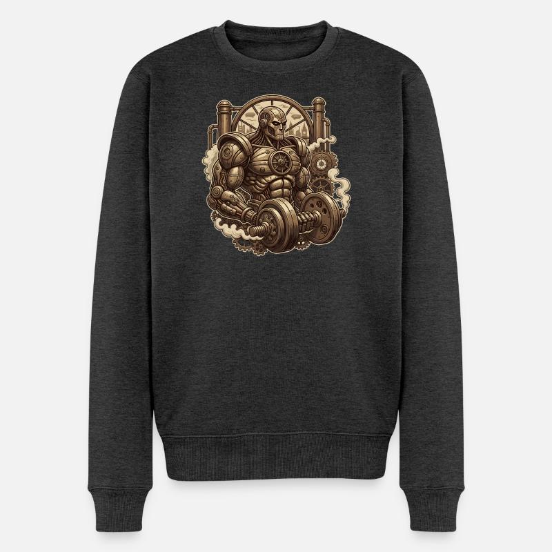 Steampunk Muskeln - Männer Premium Bio Pullover - Anthrazit meliert