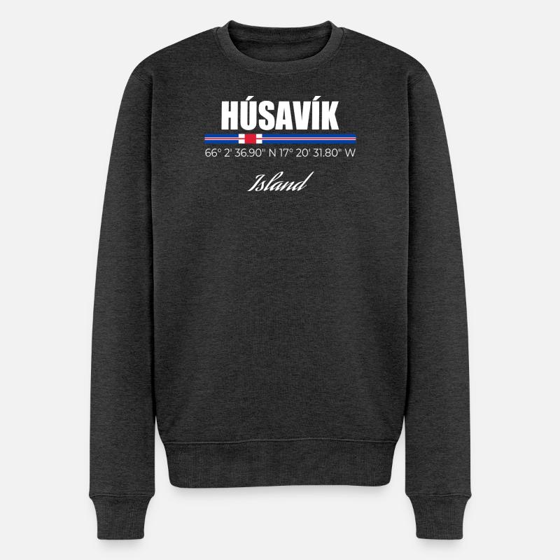 Húsavík  - Männer Premium Bio Pullover - Anthrazit meliert
