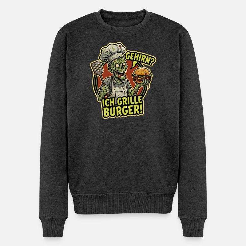 GehirnChef Grille Burger - Männer Premium Bio Pullover - Anthrazit meliert