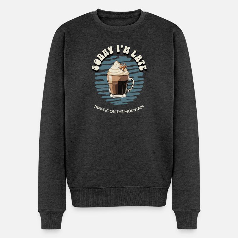 Snowboarder auf Kaffee - Männer Premium Bio Pullover - Anthrazit meliert