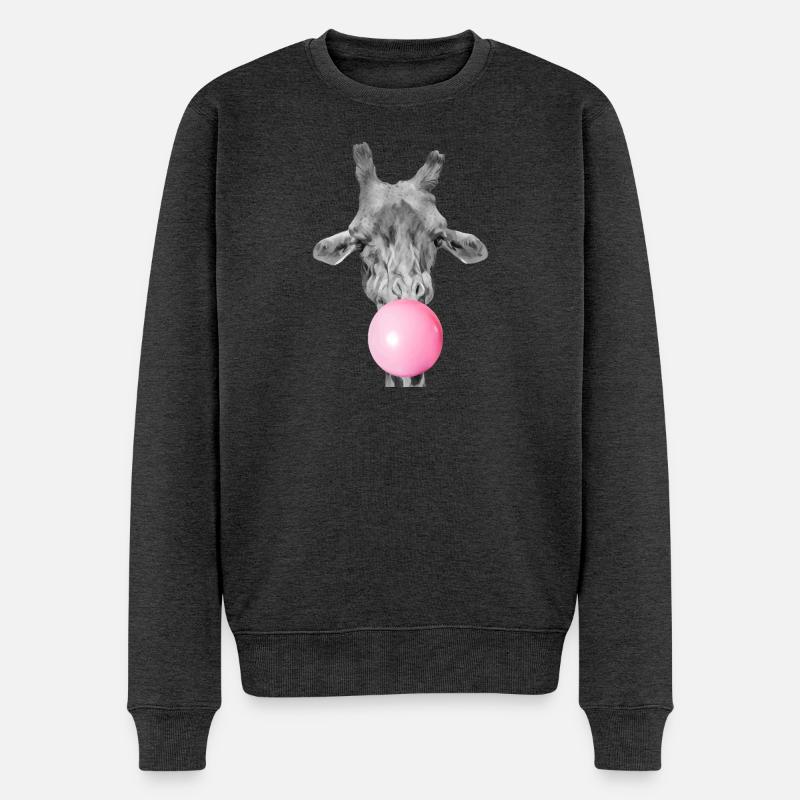 Giraffenkaugummi – Modernes, lustiges Tier - Männer Premium Bio Pullover - Anthrazit meliert
