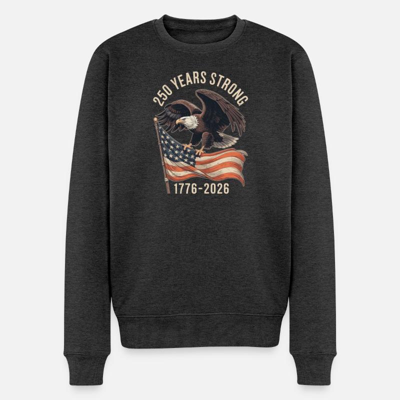 250 Jahre stark 1776–2026 - Männer Premium Bio Pullover - Anthrazit meliert