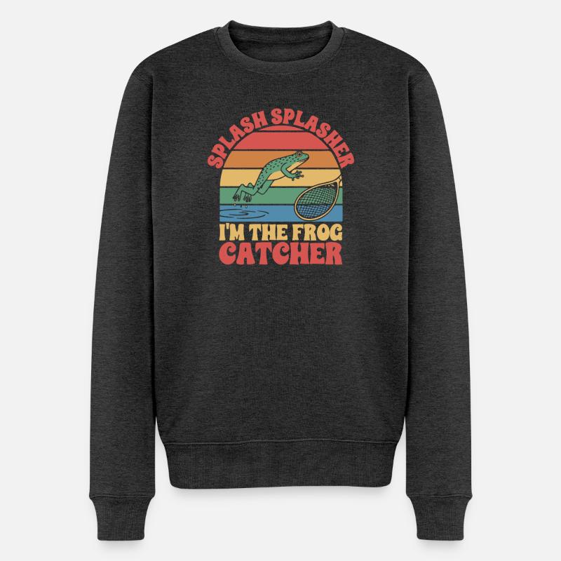 Frog Catcher Splash Splasher Frog - Männer Premium Bio Pullover - Anthrazit meliert