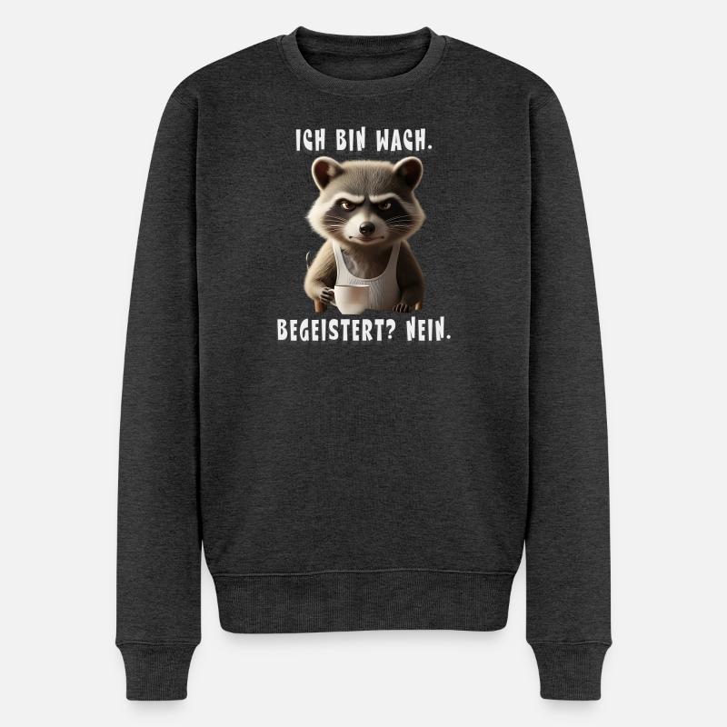 Wachraccoon Espresso Kaffee Waschbär Morgenmuffel - Männer Premium Bio Pullover - Anthrazit meliert