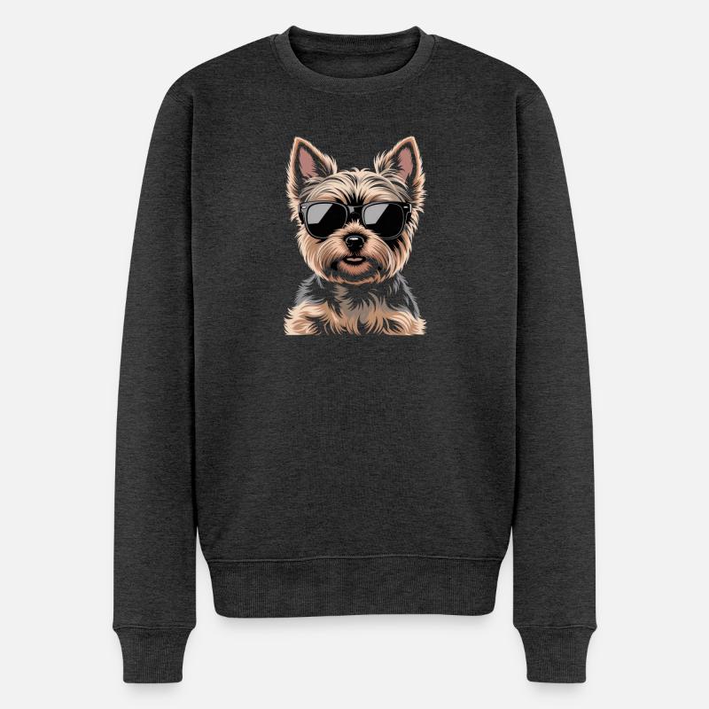 Yorkshire Terrier - Männer Premium Bio Pullover - Anthrazit meliert