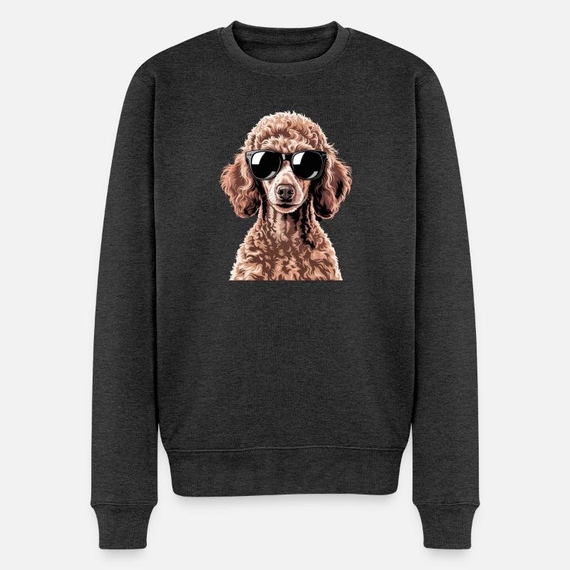 Caniche brun - Pull Premium bio Homme - anthracite chiné