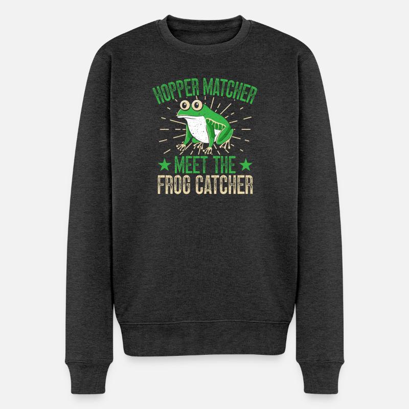 Frog Catcher Hopper Matcher Frog - Männer Premium Bio Pullover - Anthrazit meliert