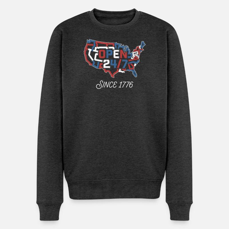 Open 24/7 Since 1776 - Männer Premium Bio Pullover - Anthrazit meliert