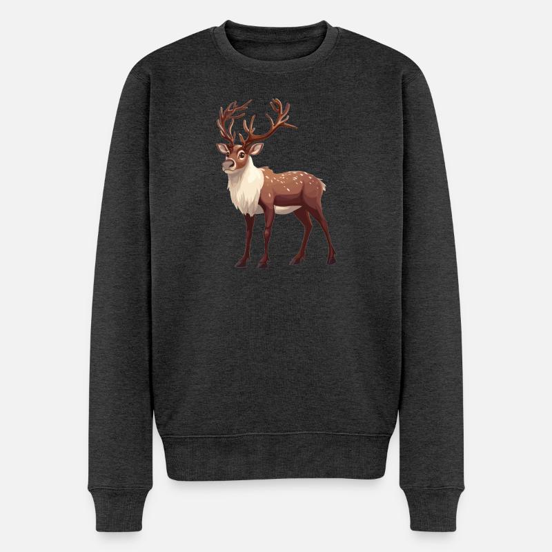 Rentiere Rentier - Männer Premium Bio Pullover - Anthrazit meliert