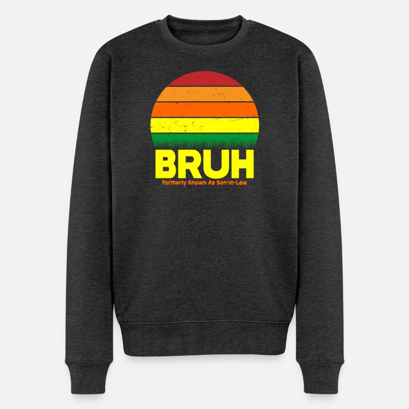 Bruh Retro Sunset Logo - Pull Premium bio Homme - anthracite chiné