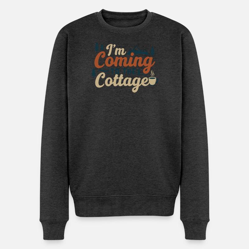 Ich komme zur Hütte - Männer Premium Bio Pullover - Anthrazit meliert