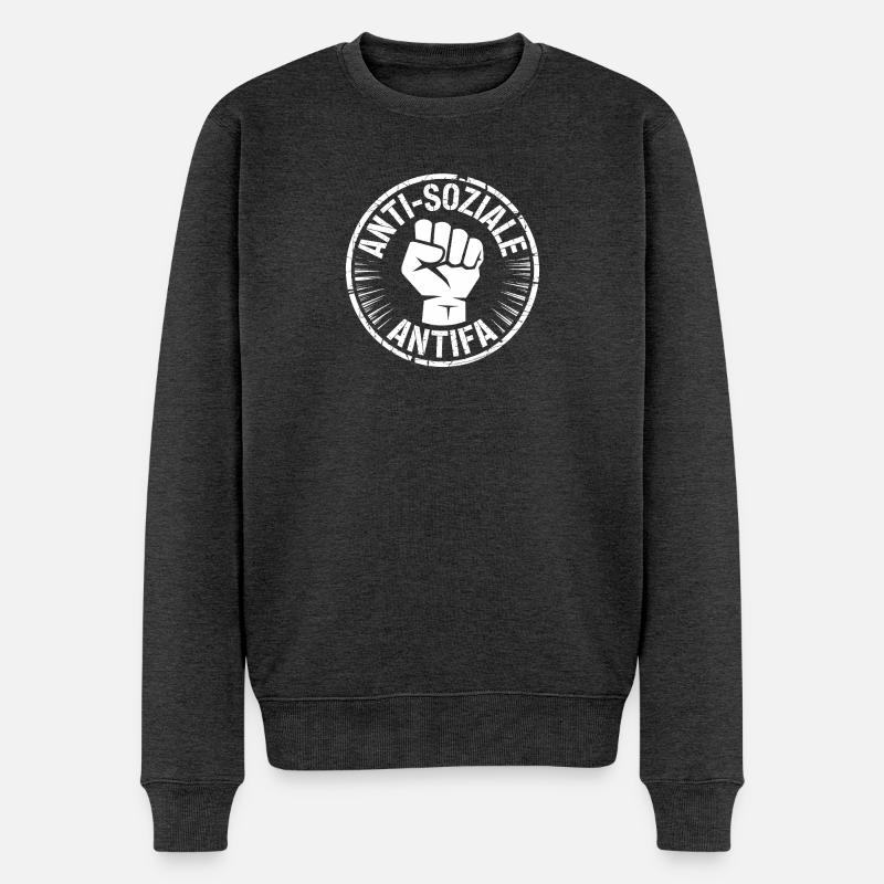 Antifa gegen Nazis - Antifa Logo - Pull Premium bio Homme - anthracite chiné