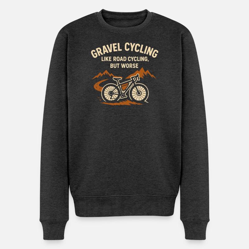 Gravel Cycling Bergfahrt - Männer Premium Bio Pullover - Anthrazit meliert