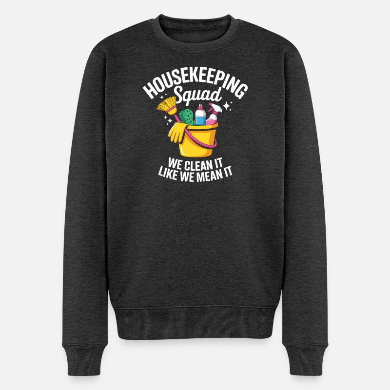 Lustiges Putzen Design - Männer Premium Bio Pullover - Anthrazit meliert