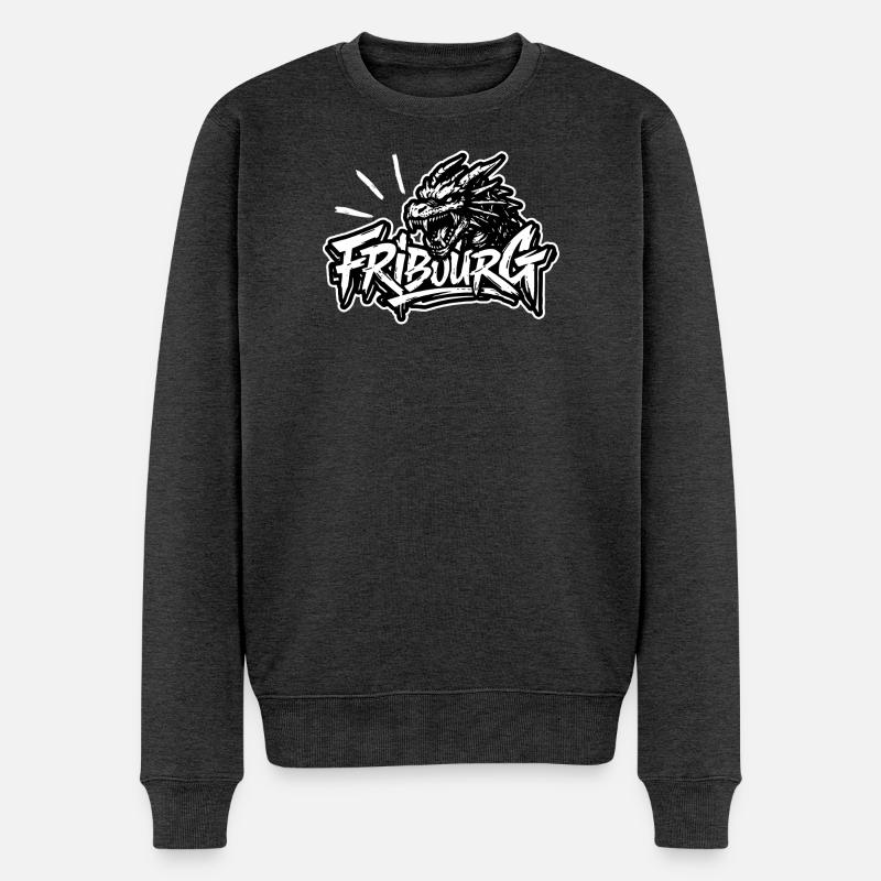 Fribourg Dragon - Männer Premium Bio Pullover - Anthrazit meliert