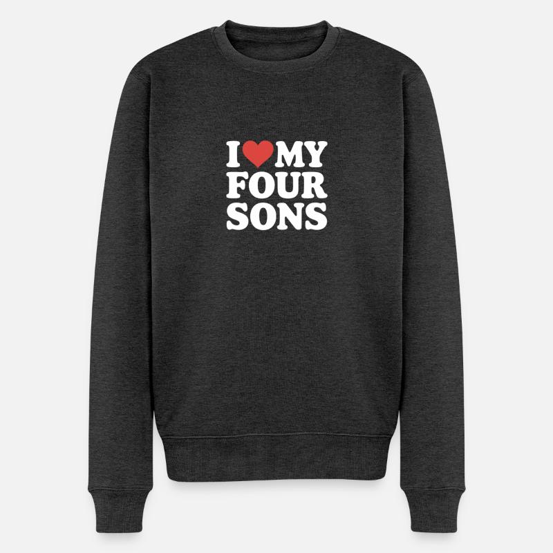 Ich liebe meine vier Söhne - Männer Premium Bio Pullover - Anthrazit meliert